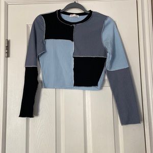shein patchwork crop long sleeve